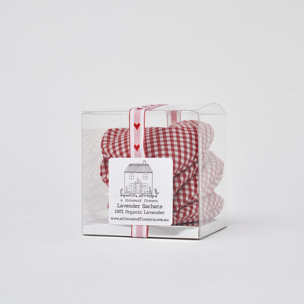 Red Gingham Lavender Sachet Gift Box