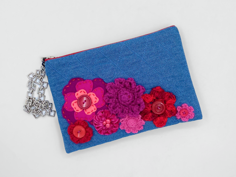 Kitty Medium Denim Clutch Bag